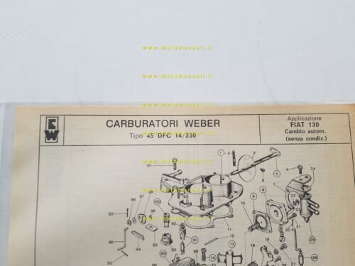 Weber carburatore 45 DFC 14/250 Fiat 130 Cambio Automatico 1977 …