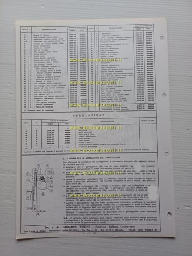 Weber carburatore 45 DFC 3 Fiat 130 Condizion.1973 catalogo ricambi …