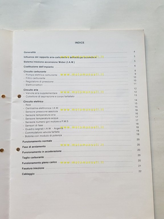Weber Iniezione Elettronica I.A.W. 1983 manuale officina originale shop manual