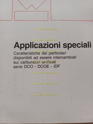 WEBER manuale Applicazioni Speciali Carburatori auto DCO-DCOE-IDF originale