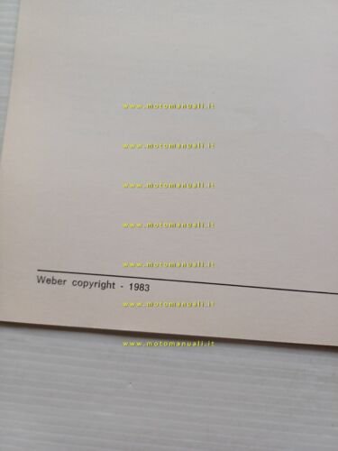 WEBER manuale officina regolazione Carburatori TL auto 1983 originale