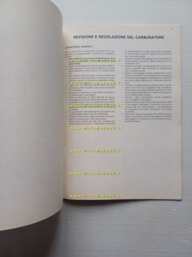 WEBER manuale officina regolazione Carburatori TL auto 1983 originale