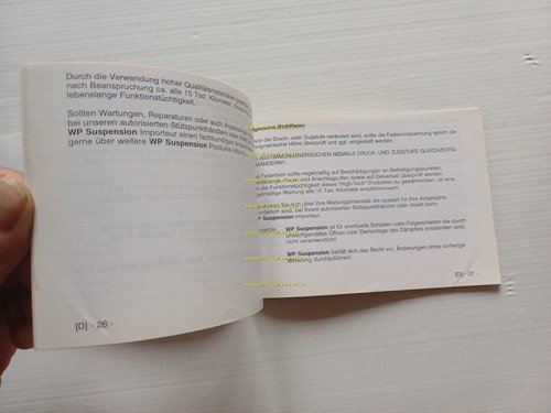 White Power ammortizzatori manuale uso ORIGINALE