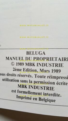 YAMAHA BELUGA 50 3EC scooter 1989 manuale uso originale owner's …