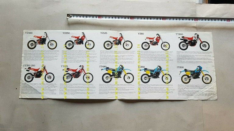 Yamaha Competition modelli moto Corsa TZ YZ 1986 depliant originale …