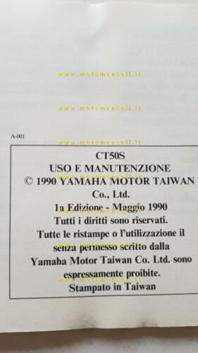 YAMAHA CT 50 S 3NT scooter 1990 manuale uso originale …