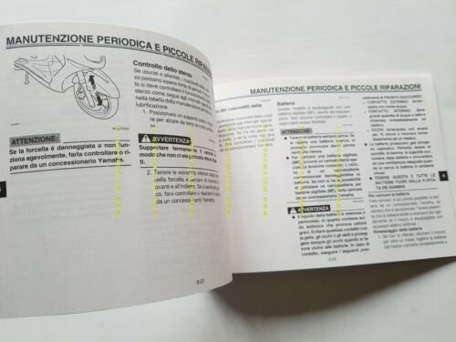 Yamaha Cygnus XC 125 2004 manuale uso manutenzione ITALIANO libretto …