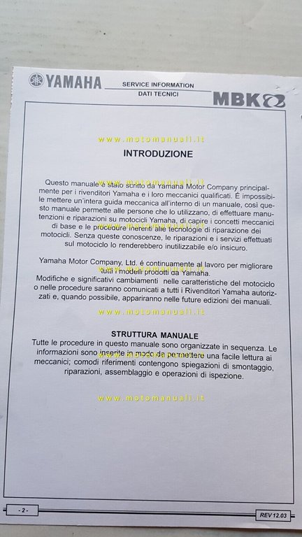 Yamaha DT 125 XLimit 2002 Service Information manuale officina