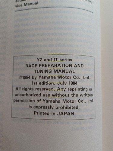 Yamaha elaborazione-messa punto moto cross YZ-IT 1984 manuale officina originale