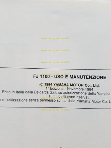 Yamaha FJ 1100 1984 manuale uso manutenzione libretto originale italiano