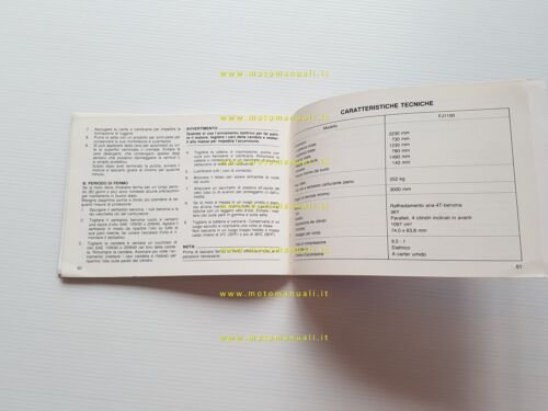 Yamaha FJ 1100 1984 manuale uso manutenzione libretto originale italiano
