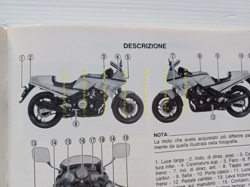 Yamaha FZ 750 1985 manuale uso manutenzione libretto ITALIANO originale