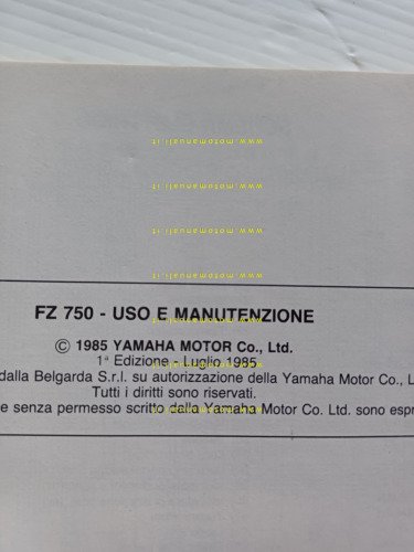 Yamaha FZ 750 1985 manuale uso manutenzione libretto ITALIANO originale