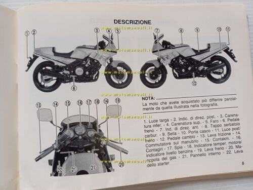 Yamaha FZ 750 1985 manuale uso manutenzione libretto ITALIANO originale