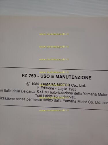 Yamaha FZ 750 1985 manuale uso manutenzione libretto ITALIANO originale