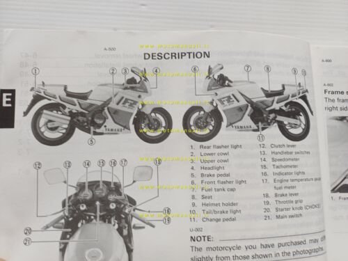 Yamaha FZ 750 1986 manuale uso manutenzione libretto originale ITALIANO