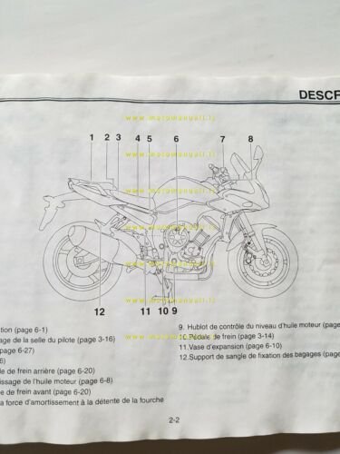 Yamaha FZ1S FAZER 3C3 2006 manuale uso manutenzione FRANCESE libretto …