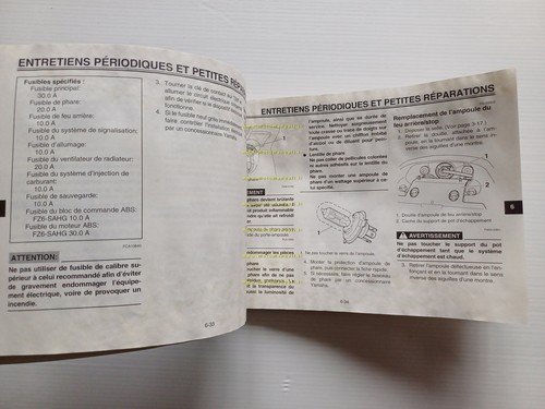 Yamaha FZ6 FAZER 4S8 2007 manuale uso manutenzione originale Francese