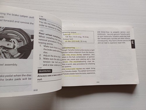 Yamaha FZR 1000-1000 U 2GH 1987-88 manuale uso manutenzione italiano …