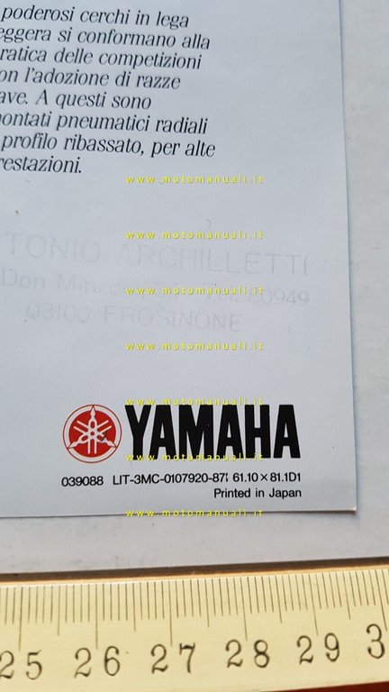 Yamaha FZR 1000 1987 depliant moto originale italiano motorcycle brochure