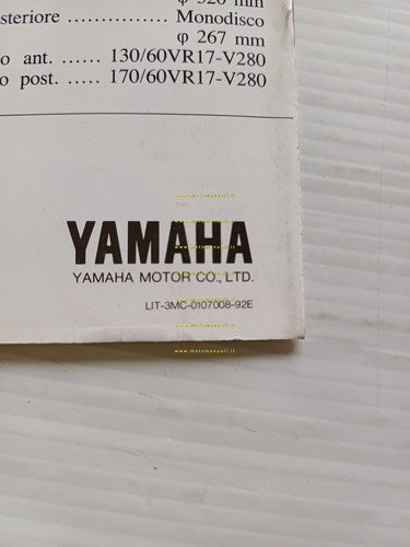 Yamaha FZR 1000 1992 depliant originale italiano