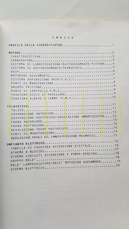 Yamaha FZR 500 600 1989 Service Information manuale officina ITALIANO …