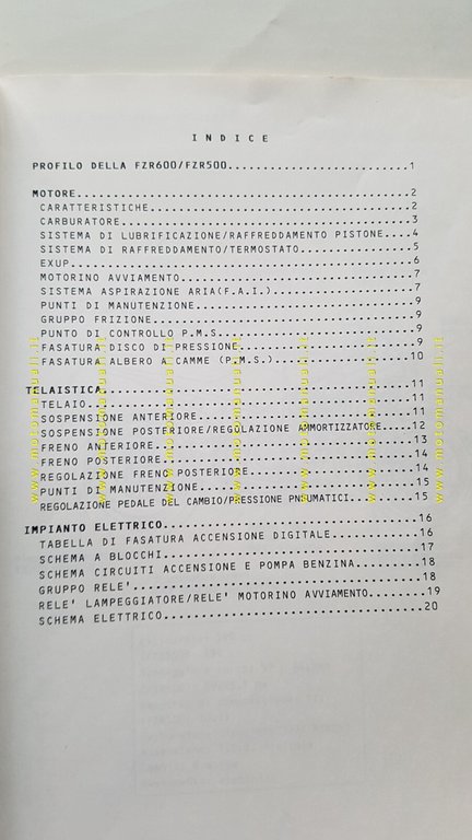 Yamaha FZR 500 600 1989 Service Information manuale officina ITALIANO …