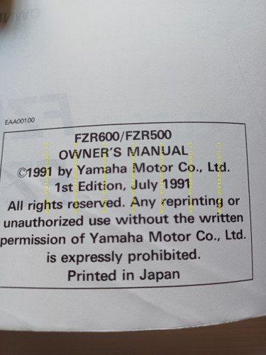 Yamaha FZR 600 - 500 3HE 1991 manuale uso manutenzione …