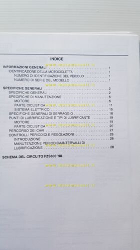 Yamaha FZS 600 1998 Service Information manuale officina italiano originale