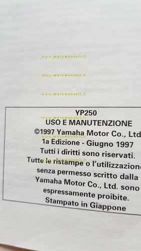 Yamaha Majesty 250 4UC 1997 manuale uso manutenzione italiano originale