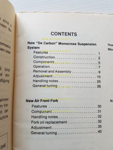 Yamaha modelli 1977 sospensioni - monocross De Carbon manuale officina …