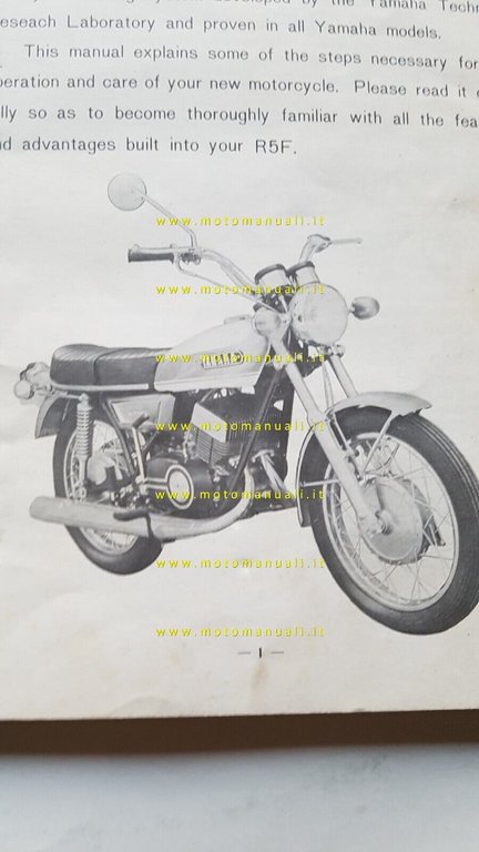 YAMAHA R5F 350 1972 manuale uso manutenzione originale INGLESE owner's …