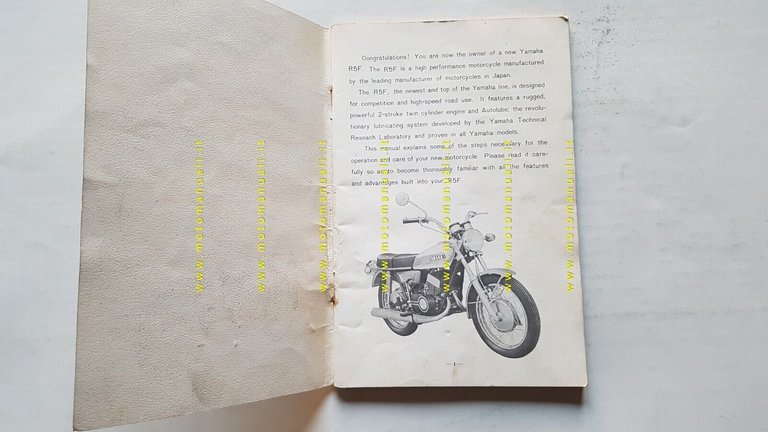 YAMAHA R5F 350 1972 manuale uso manutenzione originale INGLESE owner's …