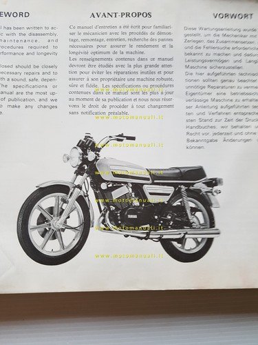 Yamaha RD 250 - 400 1A0 1976 manuale officina originale