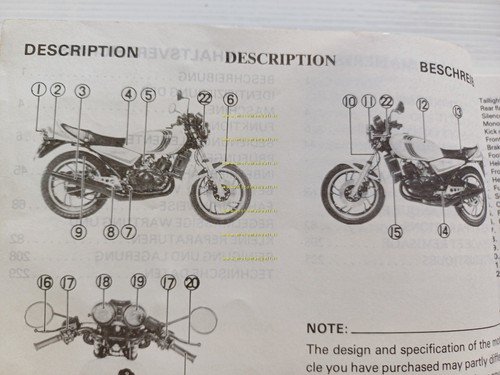 YAMAHA RD 350 - 250 LC 4L1 1981-82 manuale uso …