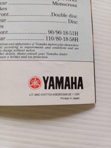 Yamaha RD 350 LC 1983 depliant originale INGLESE