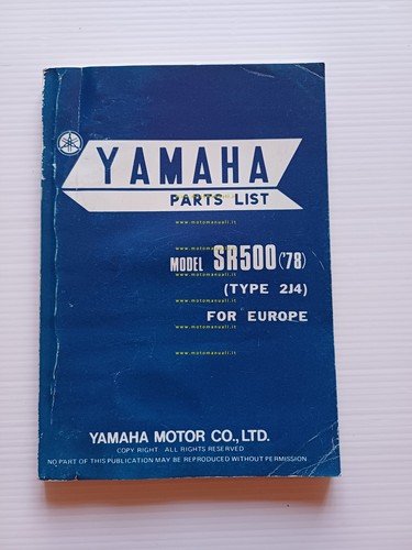 Yamaha SR 500 2J4 1978 catalogo ricambi originale