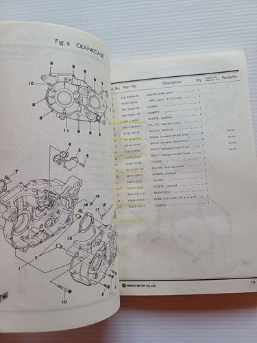 Yamaha SR 500 2J4 1978 catalogo ricambi originale