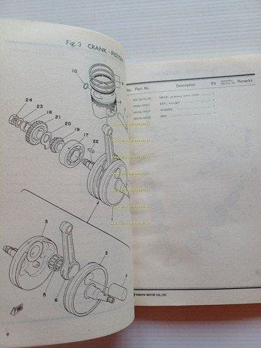 Yamaha SR 500 2J4 1978 catalogo ricambi originale