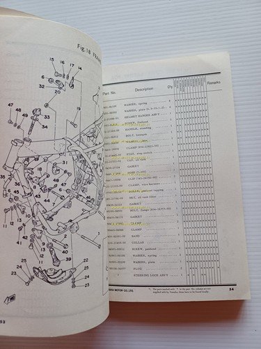 Yamaha SR 500 2J4 1978 catalogo ricambi originale