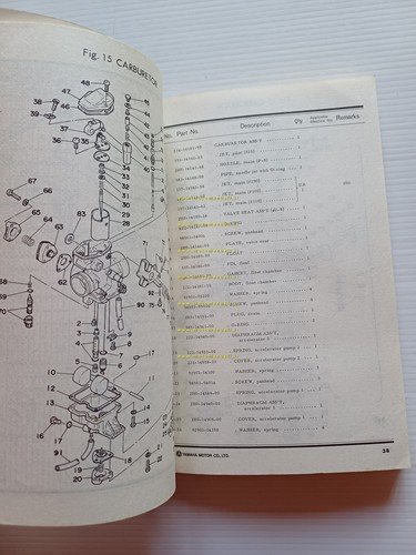 Yamaha SR 500 2J4 1978 catalogo ricambi originale