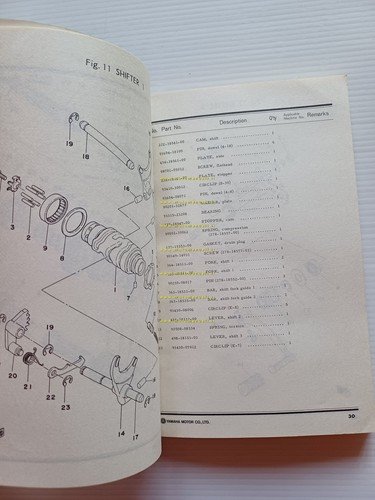 Yamaha SR 500 2J4 1978 catalogo ricambi originale