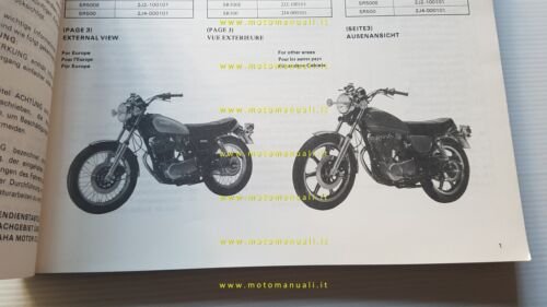 Yamaha SR 500 2J4 1978 manuale officina INGLESE originale