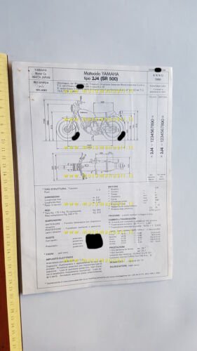 YAMAHA SR 500 2J4 1980 scheda omologazione DGM Facsimile originale
