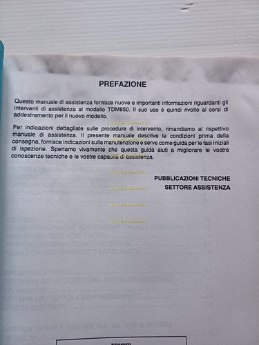 Yamaha TDM 850 1991 manuale per corso assistenza officina italiano …