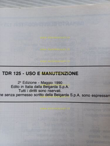 Yamaha TDR 125 1990 manuale uso manutenzione libretto originale italiano