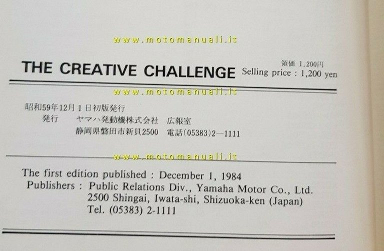 YAMAHA The Creative Challenge 1984 libro originale Yamaha