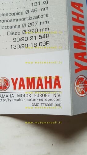 Yamaha TT 600 R 2000 depliant originale brochure ITALIANO