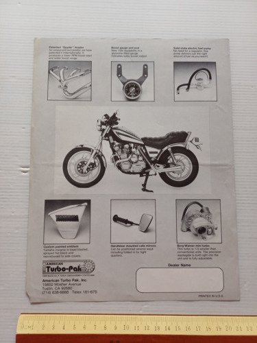 Yamaha Turbo I 650 American Turbo-Pak anni 70 depliant USA …