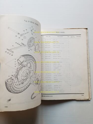 Yamaha TX 500 1973 catalogo ricambi originale spare parts catalogue
